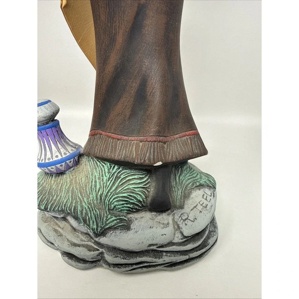 Vintage Handcrafted Native American Woman Figurine Ceramic Rance Teel's Creation